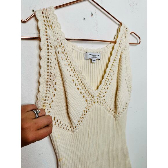 DEREK LAM 10 CROSBY x RTR White Knit Ribbed Crochet Knit Midi Dress Size XS - Picture 6 of 16